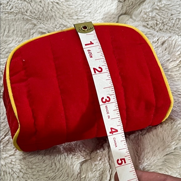 Chic Red Quilted Cosmetic Bag with Yellow Trim